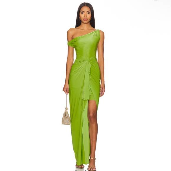 Deme by Gabriella Nellie Dress in Green Elegant Green One-Shoulder Dress - Picture 1 of 6